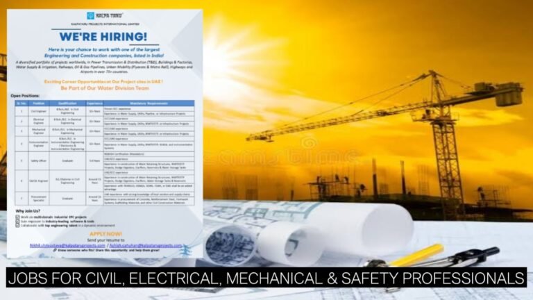 Kalpataru Recruitment 2026: UAE Jobs for Civil, Electrical, Mechanical & Safety Professionals
