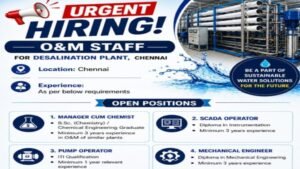 Chennai Desalination Plant Recruitment 2026: O&M Jobs for Engineers & Operators