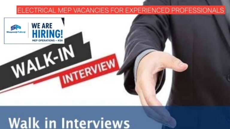 Shapoorji Pallonji Jobs 2026: Electrical MEP Vacancies for Experienced Professionals