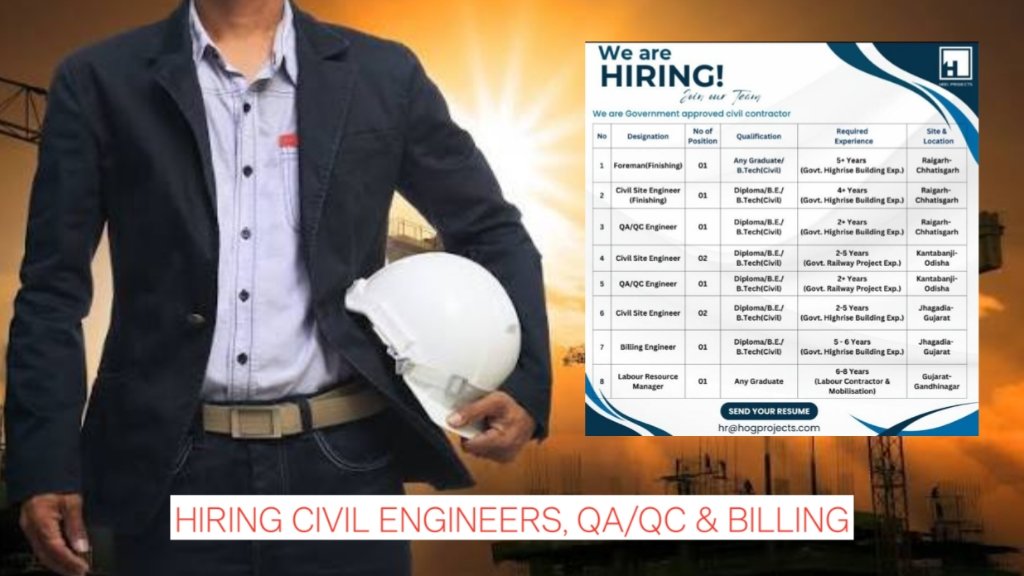 HOG Projects Jobs 2026: Hiring Civil Engineers, QA/QC & Billing Professionals